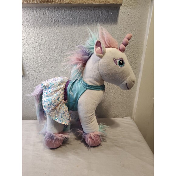 Build A Bear White Unicorn With Dress Friends Enchanted Plush BAB Rainbow Hair - Picture 15 of 16